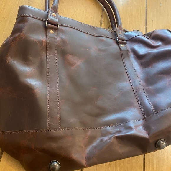 Leather Weekender Mahi Columbus Brown Tote Bag New Shoulder Strap - Picture 5 of 16